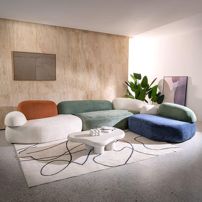 Italienisches modulares Polstersofa der Pebble Rubble-Serie 