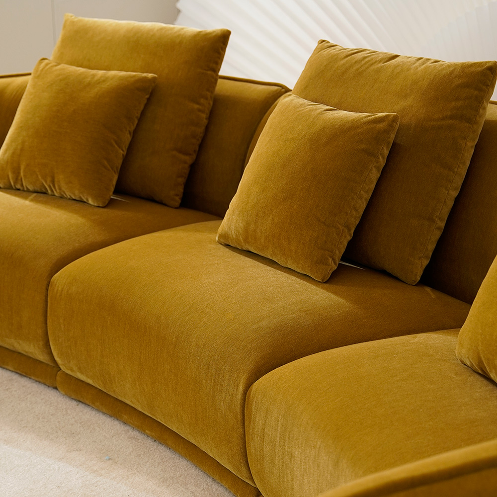 Modulares Schnittsofa aus goldenem Chenille-Stoff für Wohnzimmer-Innenmöbel-Sets