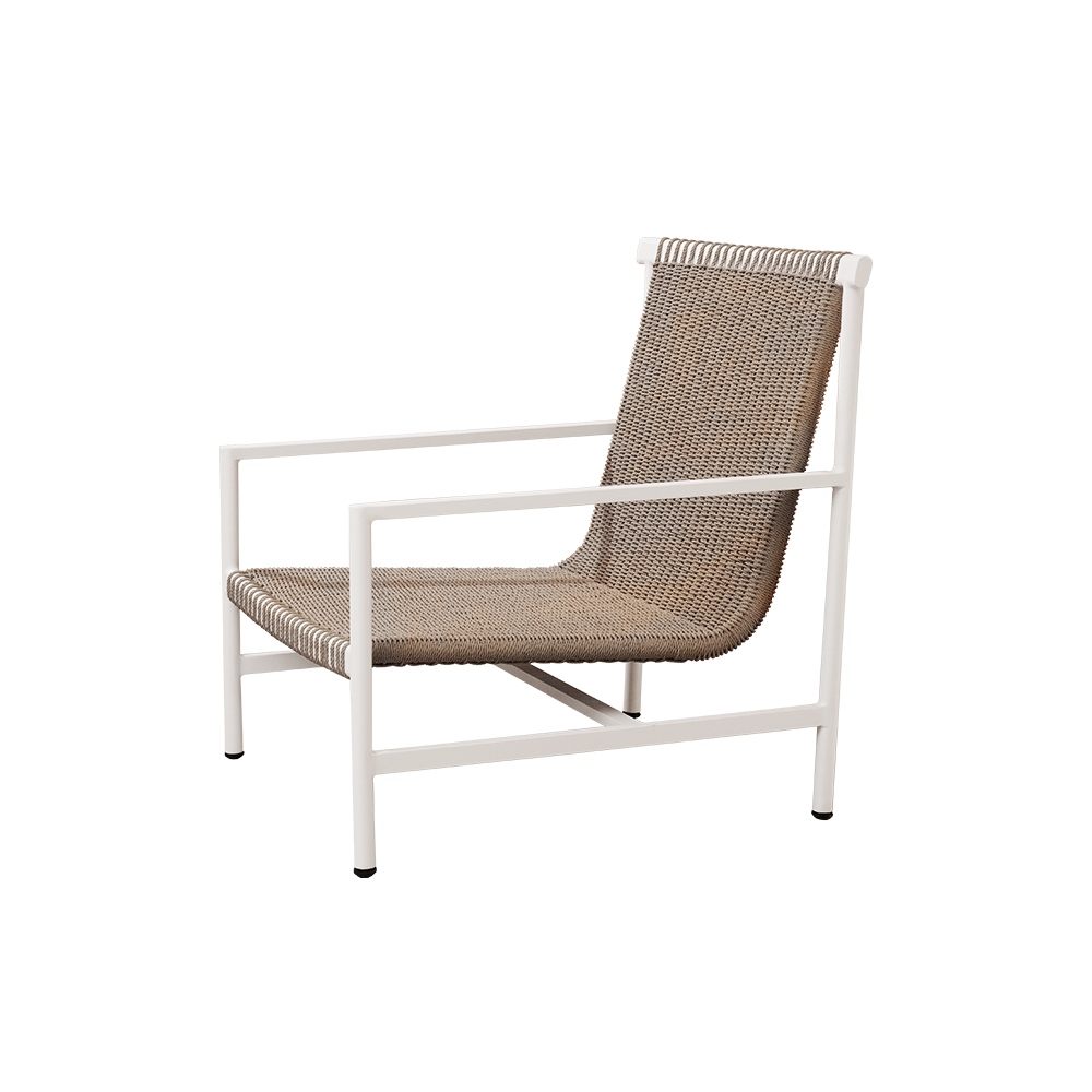 Minimalist Furniture Outdoor-Loungesessel aus Metallgeflecht, Weiß