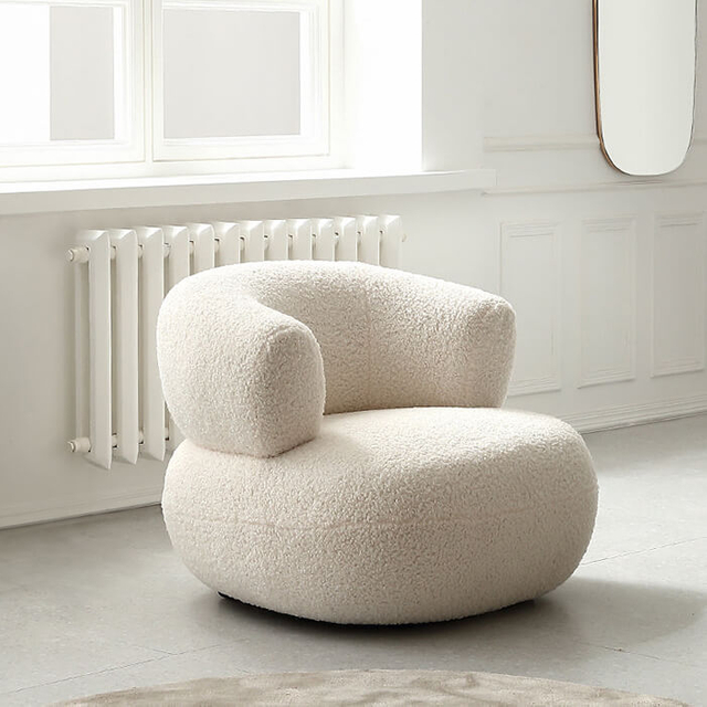 Moderner Teddy-Bouclé-Lounge-Sessel, Lazy-Einzelsofa-Stuhl
