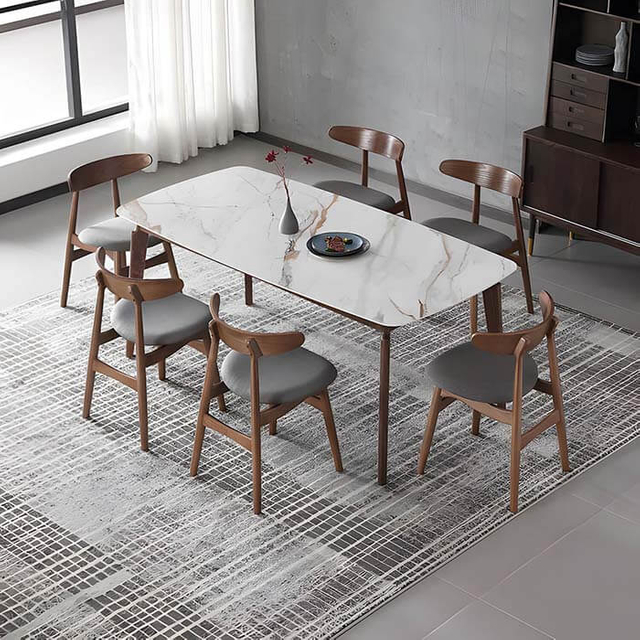 Moderne weiße rechteckige Marmor-Esstische mit Sockel