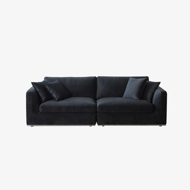 Modernes, mit schwarzem Samt gepolstertes 3-Sitzer-Wohnzimmersofa