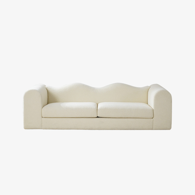 Luxuriöses, geschwungenes Zweisitzer-Minisofa aus Teddyfleece für das Wohnzimmer
