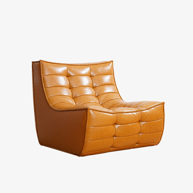 Moderner Leder-Einzelsofa-Stuhl, gepolsterter armloser Lounge-Sessel