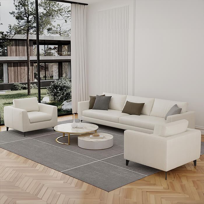 Skandinavisches Design, modernes Wohnzimmer-Set, Leder-Sofagarnitur für den Innenbereich