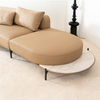 Modernes italienisches braunes, gebogenes, armloses Polstersofa aus Sattelleder