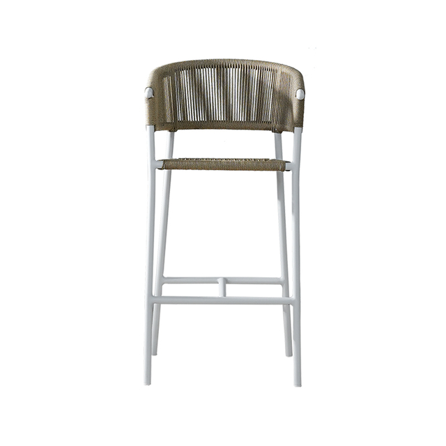 Barhocker aus weißem Metallgeflecht, Outdoor-Stuhl, Küchenmöbel