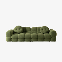 Modernes grünes Lazy Sofa aus Sherpa-Stoff, Dreisitzer-Marshmallow-Sofa mit Kissen für das Wohnzimmer