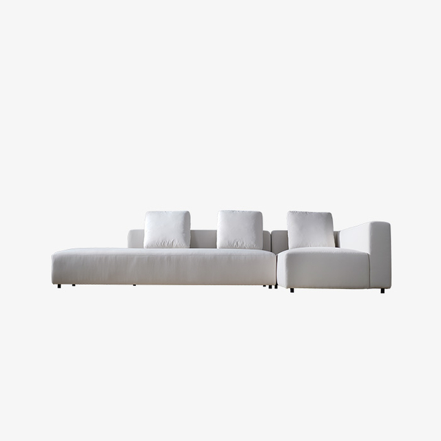 Weißes, minimalistisches Outdoor-Sofa in L-Form, wasserdicht