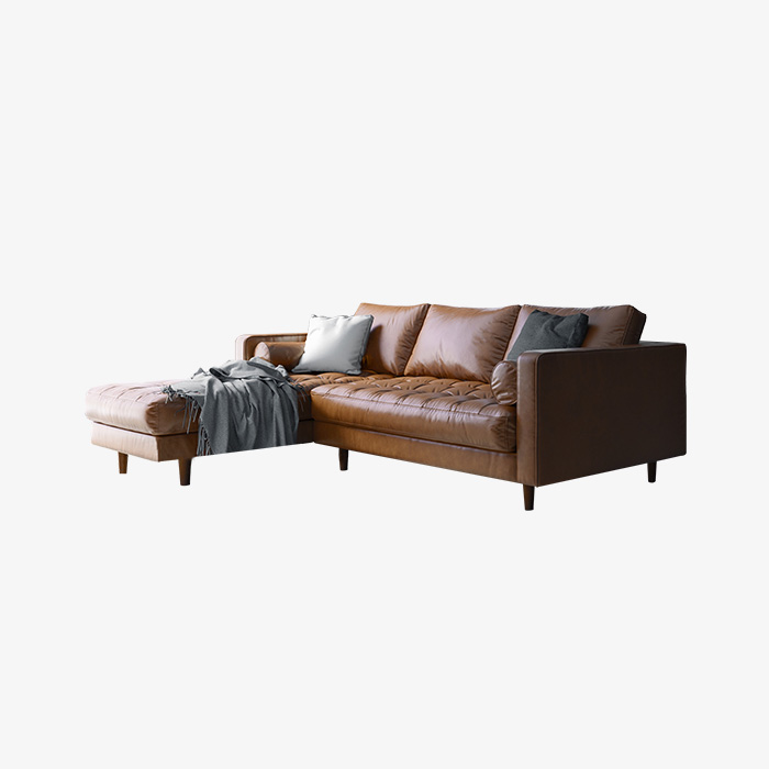 Moderne Sofagarnitur aus Leder, luxuriöse Sofas mit Chaiselongue