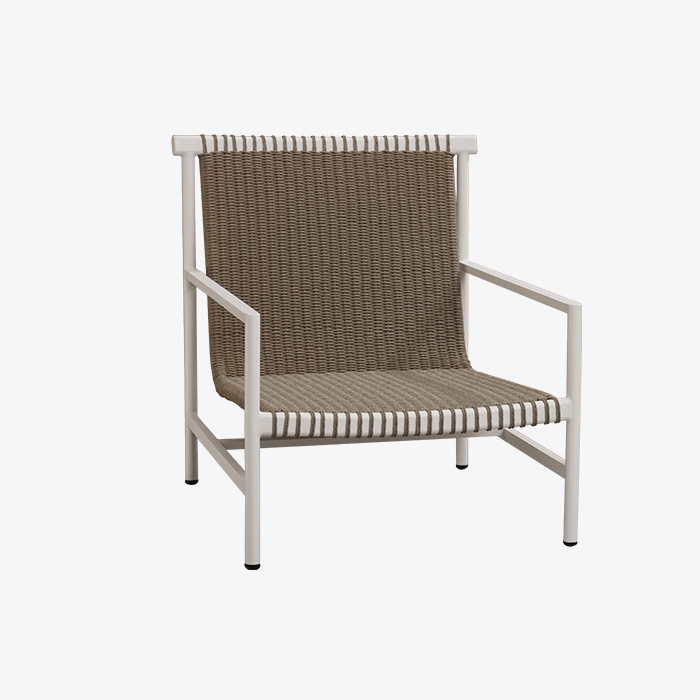 Minimalist Furniture Outdoor-Loungesessel aus Metallgeflecht, Weiß