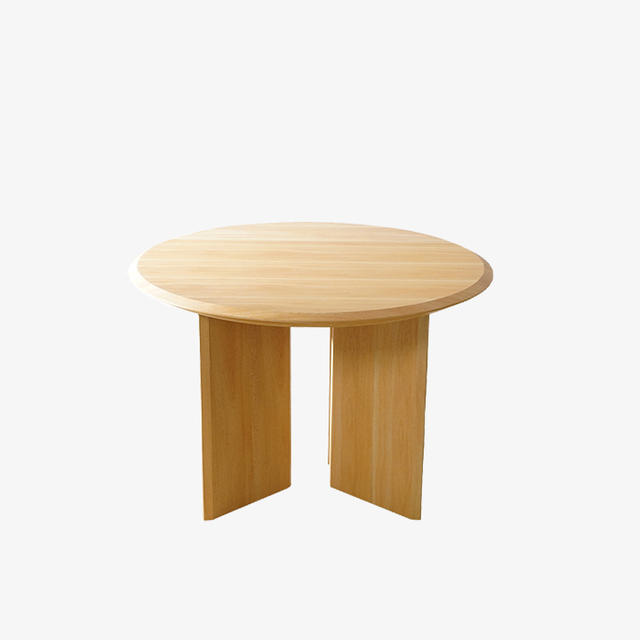 Minimalistischer kleiner runder Esstisch aus Massivholz mit 4 Beinen
