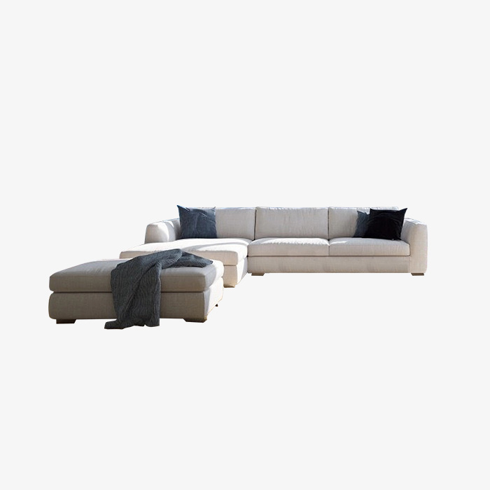 Sofa-Set für den Innenbereich, gepolsterte Chaiselongue mit rechter Armlehne, weiße Schnittsofas