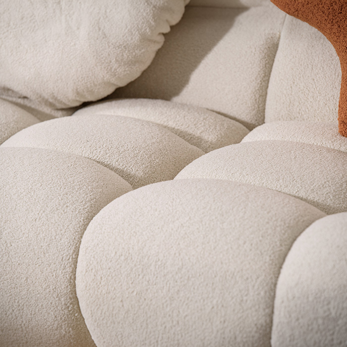 Modernes Dreisitzer-Sofaset aus weißem Sherpa-Stoff im Marshmallow-Design 