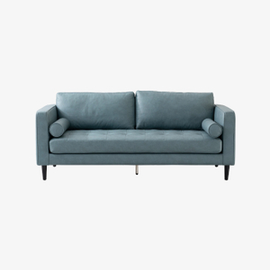 Blaues modernes 2-Sitzer-Ledersofa mit Kissen für das Wohnzimmer