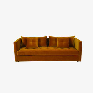 Modernes 3-Sitzer-Sofa aus orangefarbenem Samt für Wohnzimmermöbel
