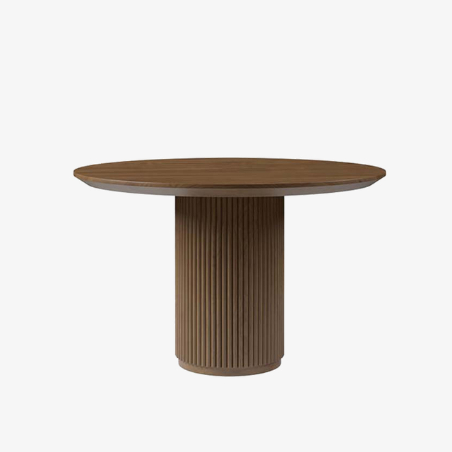 Moderner runder Esstisch aus Walnussholz in Braun für Esszimmer und Küche