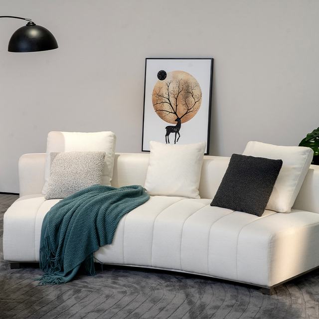 Modernes, gepolstertes Dreisitzer-Sofa im Klaviertasten-Design in Weiß