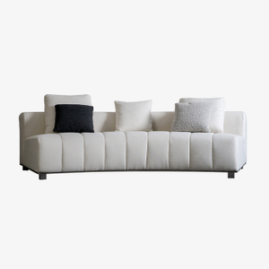 Modernes, gepolstertes Dreisitzer-Sofa im Klaviertasten-Design in Weiß