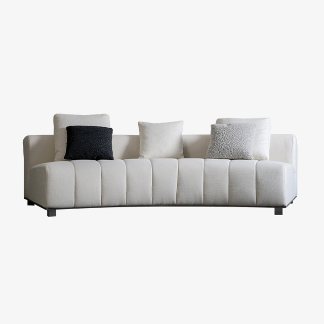 Modernes, gepolstertes Dreisitzer-Sofa im Klaviertasten-Design in Weiß