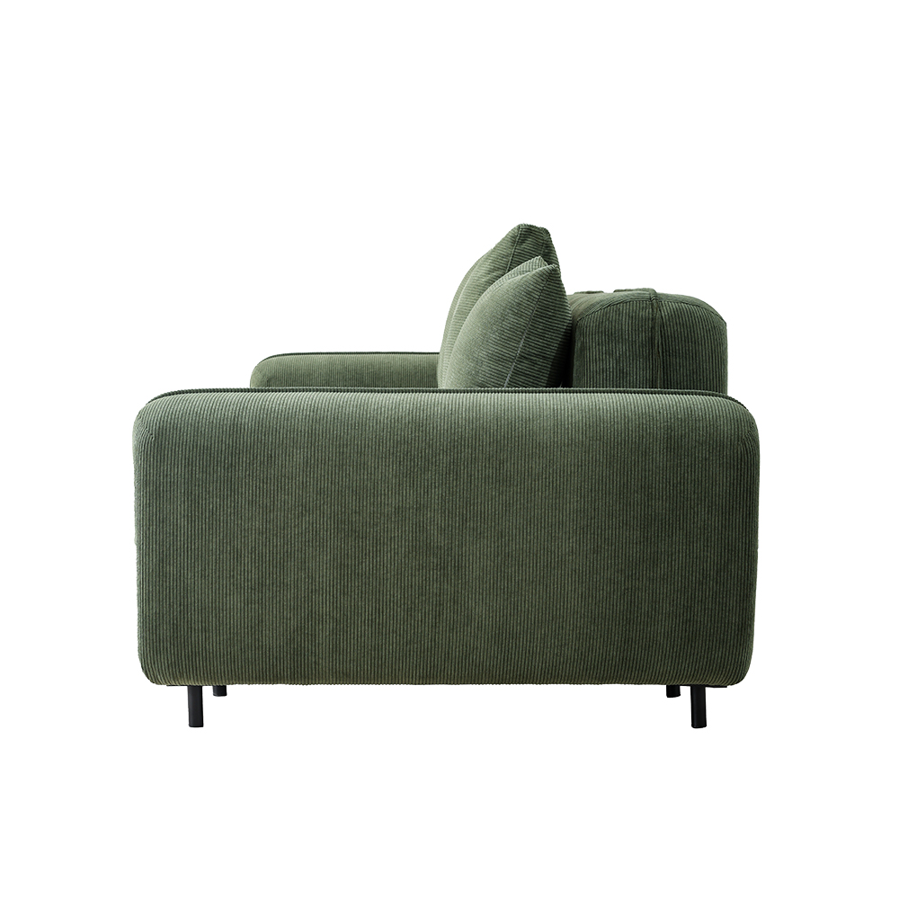 Minimalistisches grünes kleines Zweisitzer-Samtsofa und Loveseat 