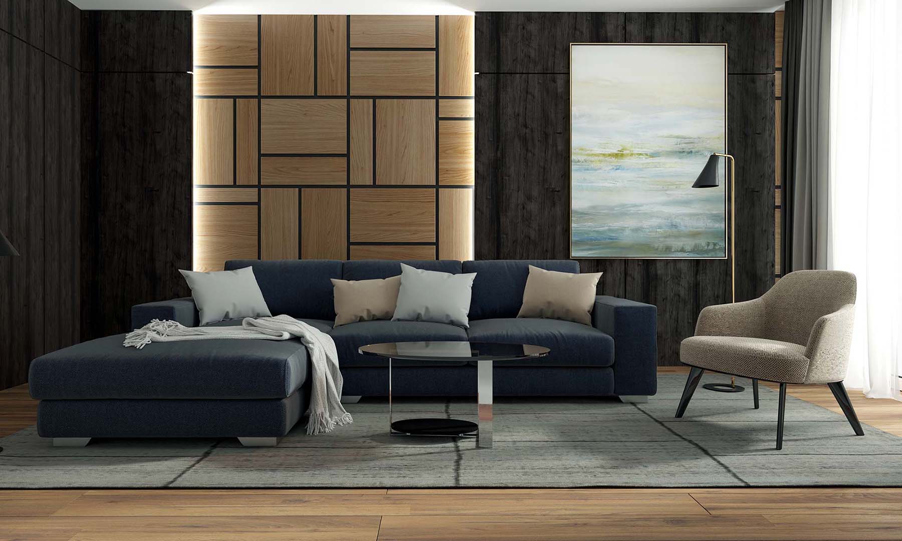 L-förmiges Sofa, skandinavische Möbel, bequemes Sofa