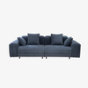 Minimalistisches blaues kleines Zweisitzer-Samtsofa und Loveseat 