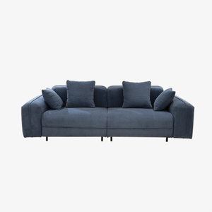 Minimalistisches blaues kleines Zweisitzer-Samtsofa und Loveseat 