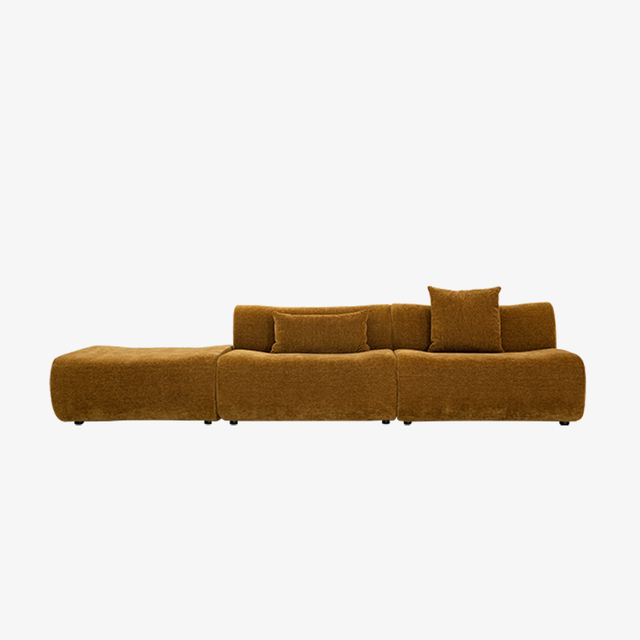 Modernes, modulares Sofagarnitur aus Samt, gepolstertes L-förmiges Sofa mit niedriger Rückenlehne
