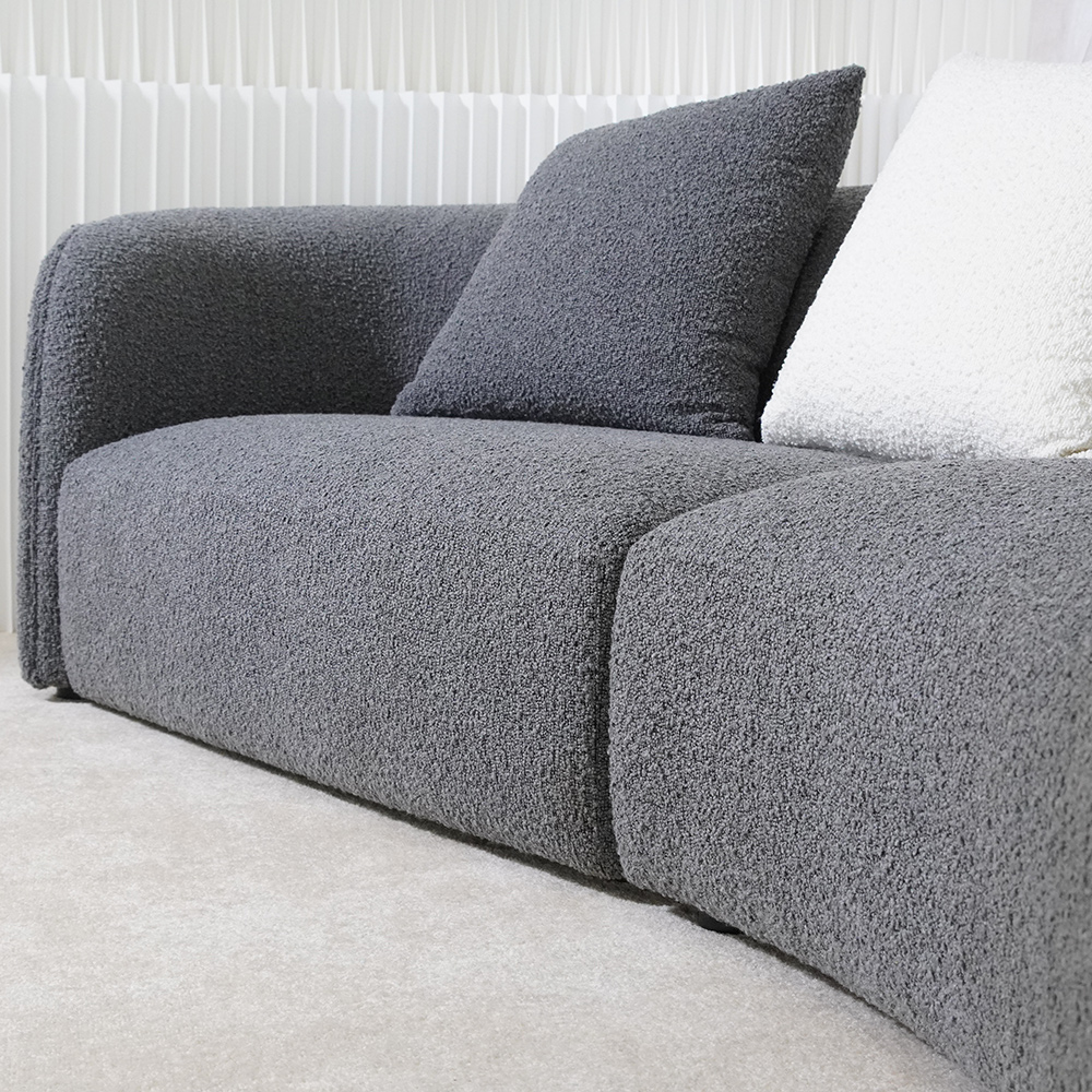 Modernes, geschwungenes Sofa für das Wohnzimmer, weißer Samt, Bouclé-Stoff, kreativ geschwungenes Sofa-Set für Haus, Schönheitssalon, Wohnung