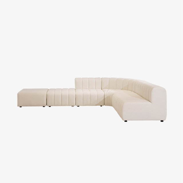 Minimalistisches, modulares, gepolstertes L-förmiges Sofa mit Ottomane für den Außenbereich