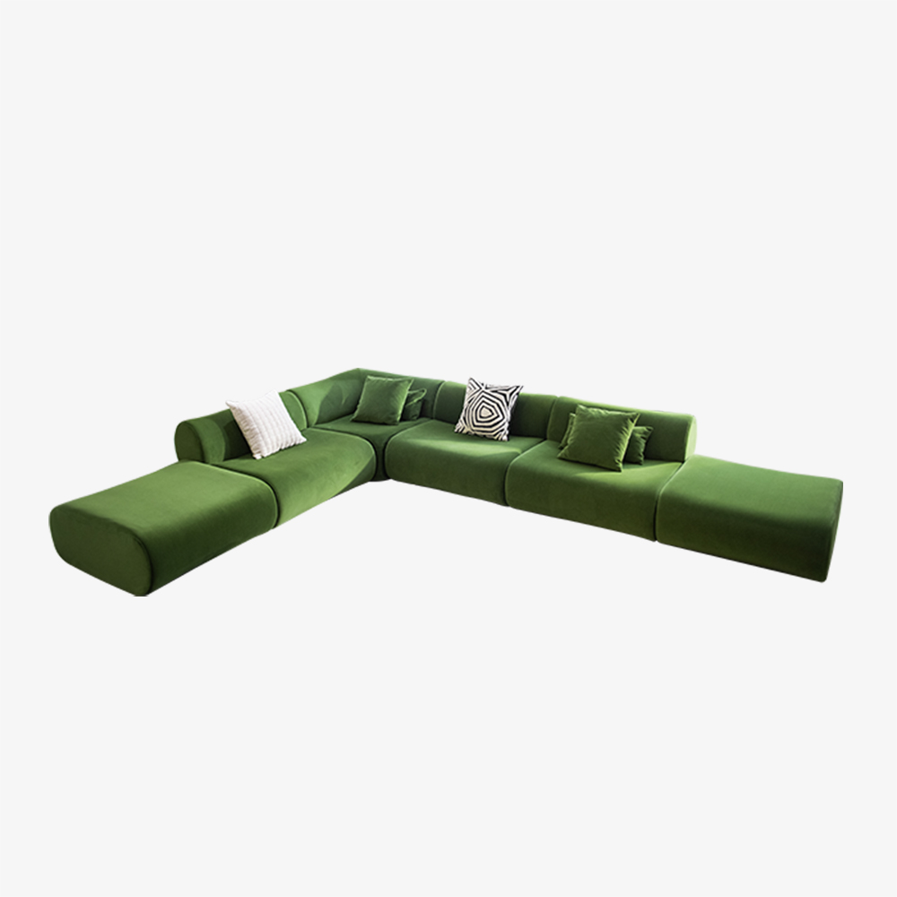 Modernes, modulares Wohnzimmer-Sofaset mit Ottomane im Bamboo Design 