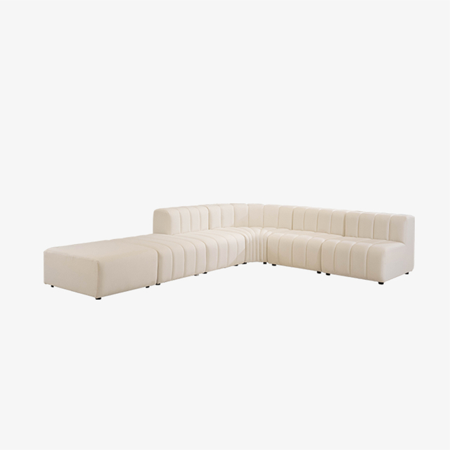 Minimalistisches, modulares, gepolstertes L-förmiges Sofa mit Ottomane für den Außenbereich