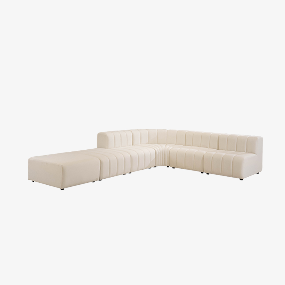 Minimalistisches, modulares, gepolstertes L-förmiges Sofa mit Ottomane für den Außenbereich