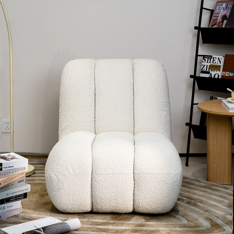 Minimalistischer Bouclé-Boden-Einzelsofa-Loungesessel